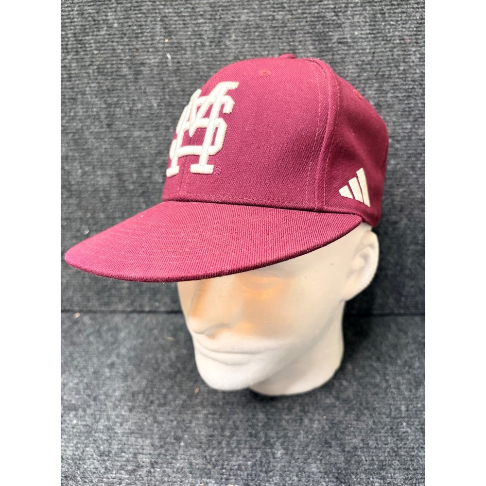 Adidas Mississippi State Bulldogs Fitted Hat Maroon MS Logo Baseball Cap 3177